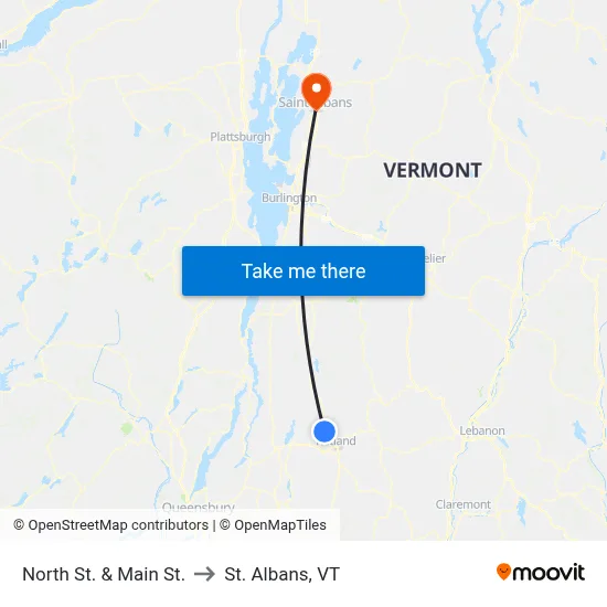 North St. & Main St. to St. Albans, VT map