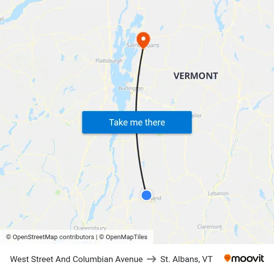 West Street And Columbian Avenue to St. Albans, VT map
