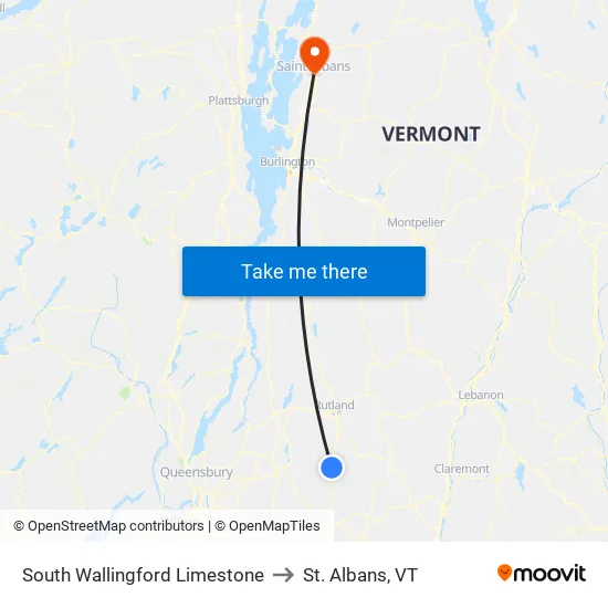 South Wallingford Limestone to St. Albans, VT map