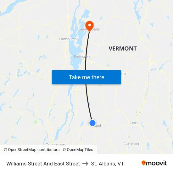 Williams Street And East Street to St. Albans, VT map