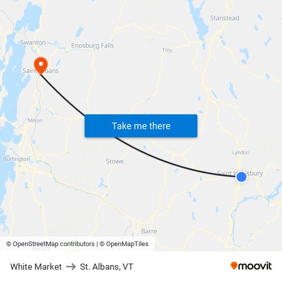 White Market to St. Albans, VT map