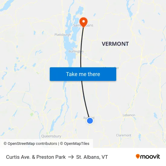 Curtis Ave. & Preston Park to St. Albans, VT map
