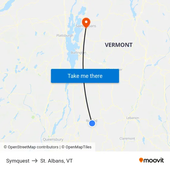 Symquest to St. Albans, VT map
