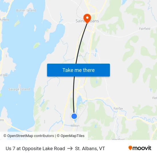 Us 7 at Opposite Lake Road to St. Albans, VT map