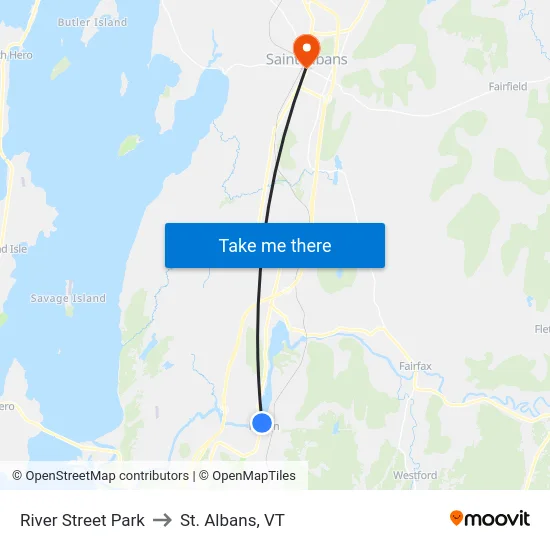 River Street Park to St. Albans, VT map