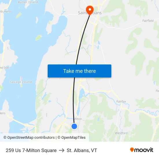 259 Us 7-Milton Square to St. Albans, VT map