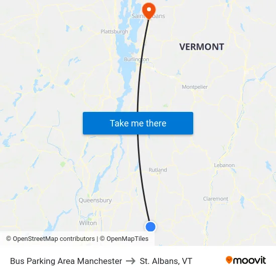 Bus Parking Area Manchester to St. Albans, VT map