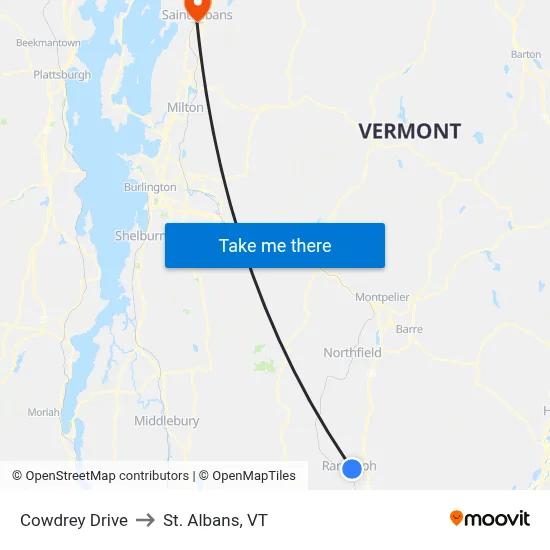 Cowdrey Drive to St. Albans, VT map