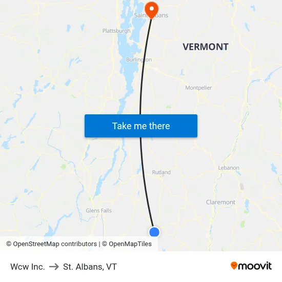 Wcw Inc. to St. Albans, VT map