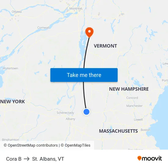 Cora B to St. Albans, VT map