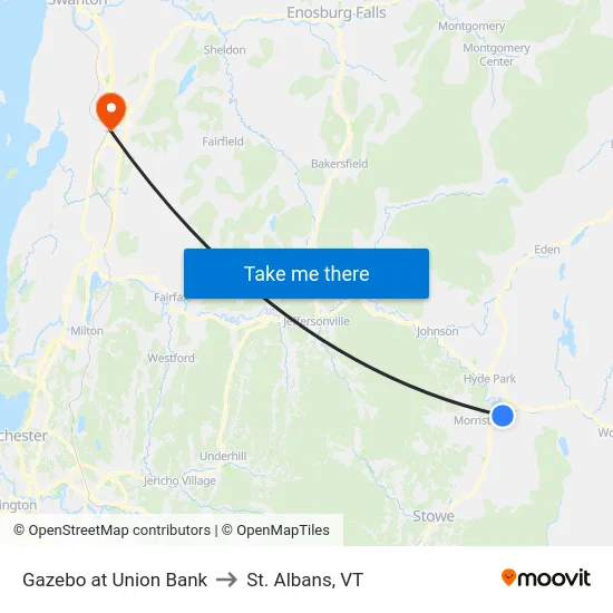 Gazebo at Union Bank to St. Albans, VT map