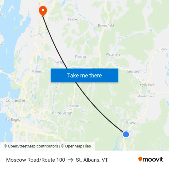 Moscow Road/Route 100 to St. Albans, VT map