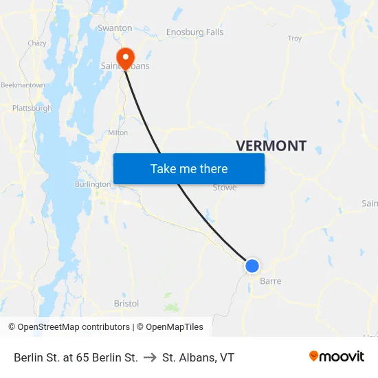 Berlin St. at 65 Berlin St. to St. Albans, VT map