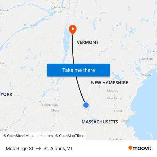 Mcc Birge St to St. Albans, VT map