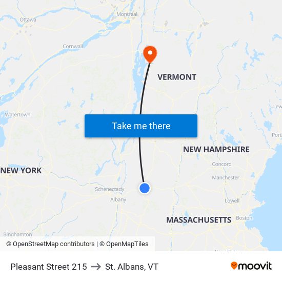 Pleasant Street 215 to St. Albans, VT map