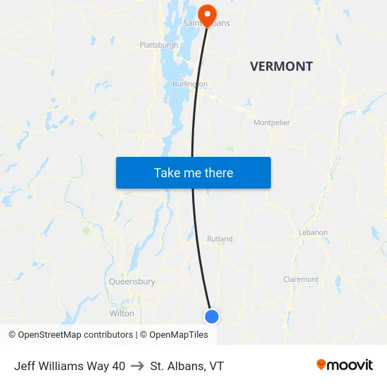 Jeff Williams Way 40 to St. Albans, VT map