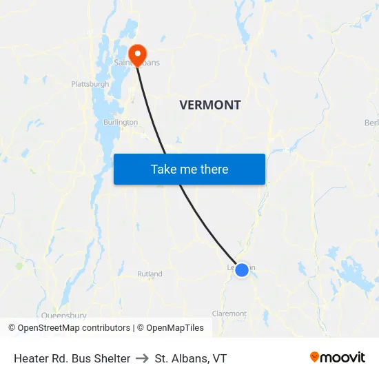 Heater  Rd. Bus Shelter to St. Albans, VT map