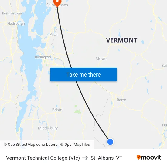 Vermont Technical College (Vtc) to St. Albans, VT map
