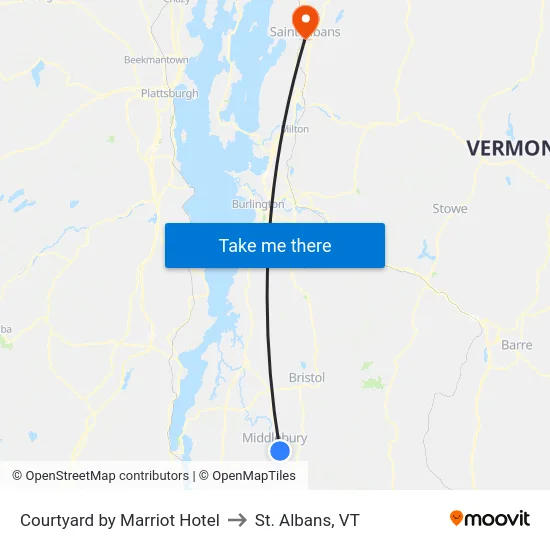 Courtyard by Marriot Hotel to St. Albans, VT map
