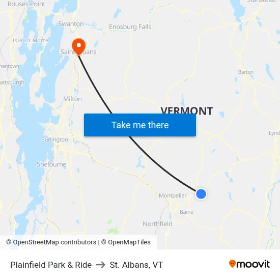 Plainfield Park & Ride to St. Albans, VT map