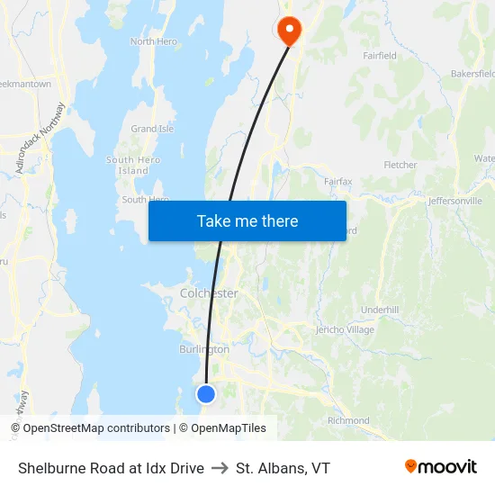 Shelburne Road at Idx Drive to St. Albans, VT map