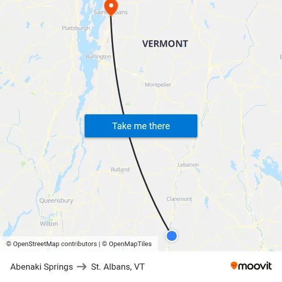 Abenaki Springs to St. Albans, VT map