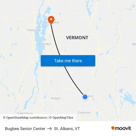 Bugbee Senior Center to St. Albans, VT map