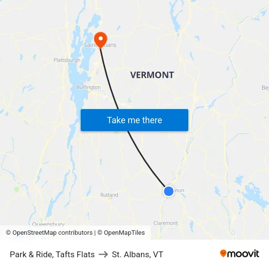 Park & Ride, Tafts Flats to St. Albans, VT map