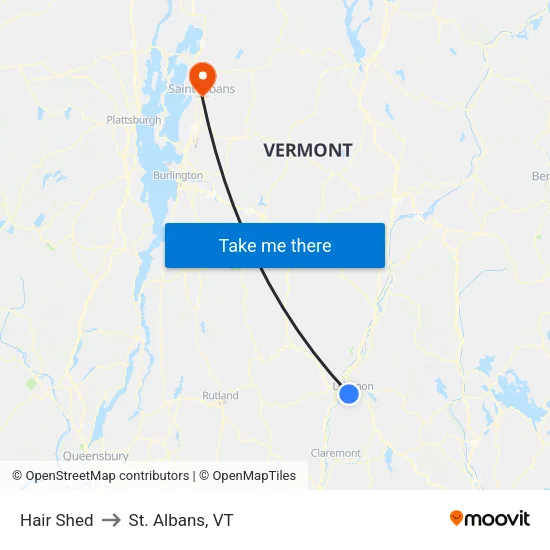 Hair Shed to St. Albans, VT map