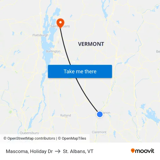 Mascoma, Holiday Dr to St. Albans, VT map