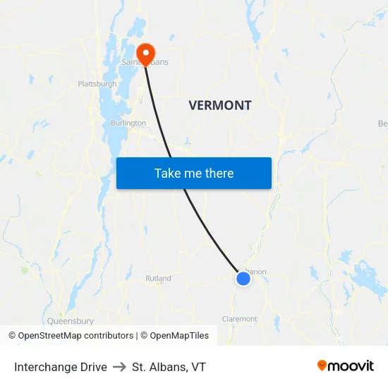 Interchange Drive to St. Albans, VT map