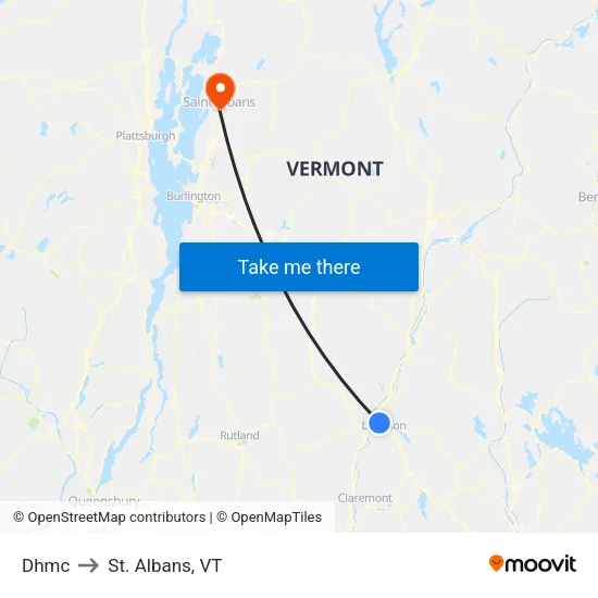 Dhmc to St. Albans, VT map