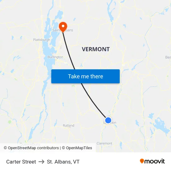Carter Street to St. Albans, VT map