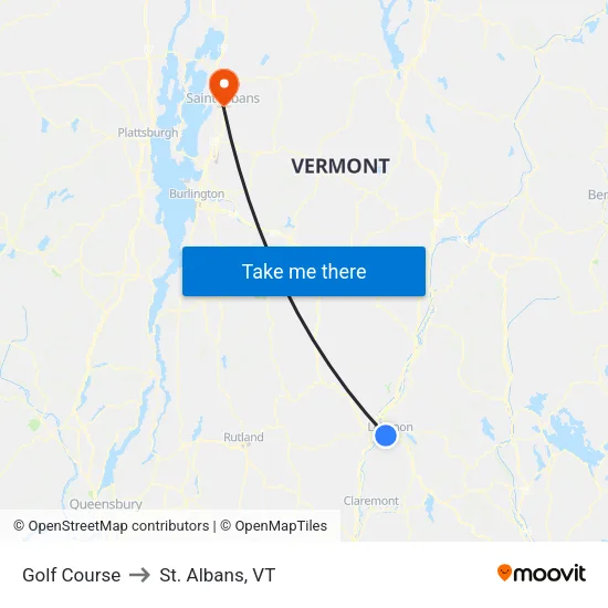 Golf Course to St. Albans, VT map