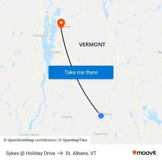 Sykes @ Holiday Drive to St. Albans, VT map