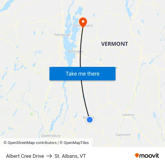 Albert Cree Drive to St. Albans, VT map