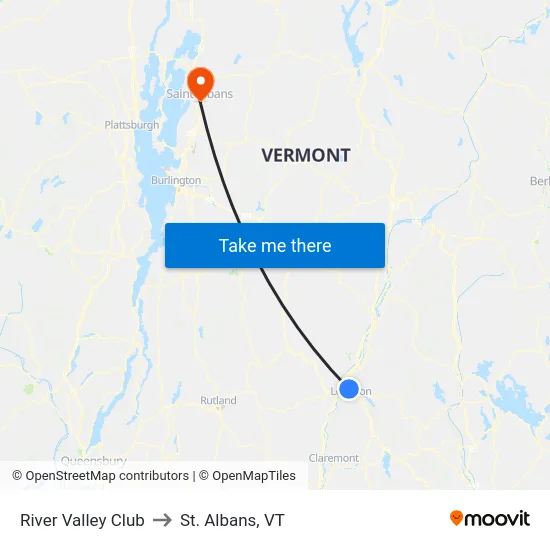River Valley Club to St. Albans, VT map