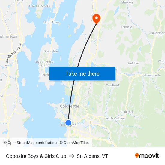 Opposite Boys & Girls Club to St. Albans, VT map