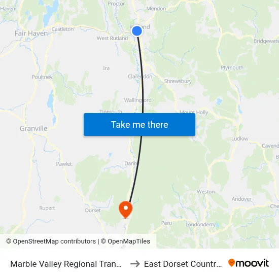 Marble Valley Regional Transit Center to East Dorset Country Store map
