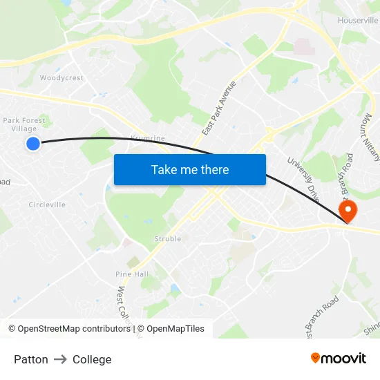 Patton to College map