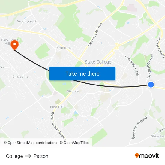 College to Patton map