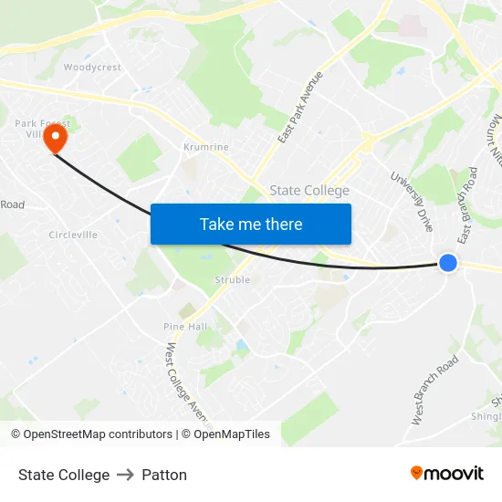 State College to Patton map