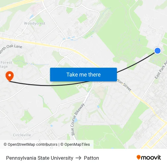 Pennsylvania State University to Patton map