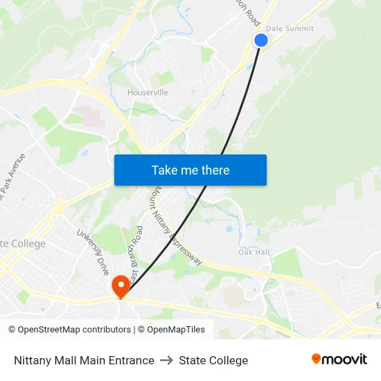 Nittany Mall Main Entrance to State College map