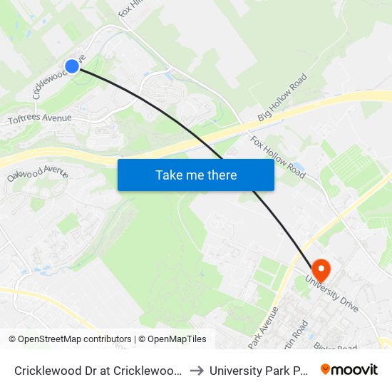 Cricklewood Dr at Cricklewood Circle to University Park PA USA map