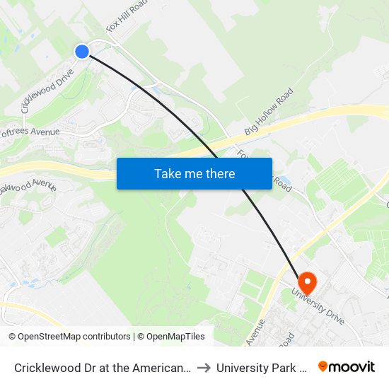 Cricklewood Dr at the American Ale House to University Park PA USA map