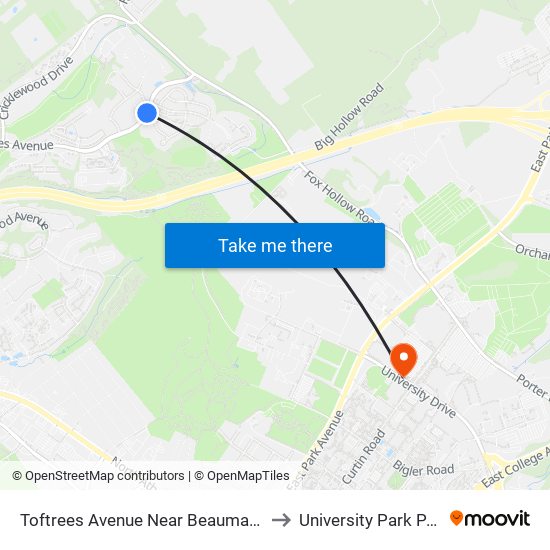 Toftrees Avenue Near Beaumanor Drive to University Park PA USA map