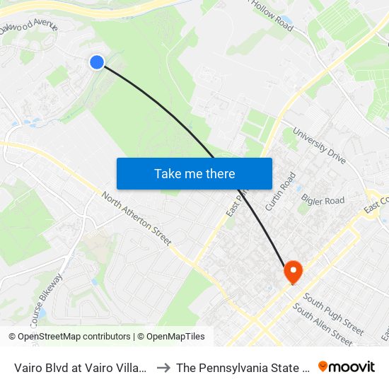 Vairo Blvd at Vairo Village(Lower) to The Pennsylvania State University map