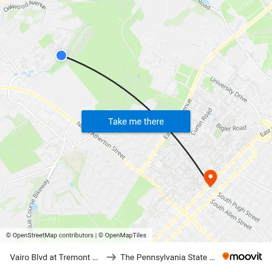 Vairo Blvd at Tremont Outbound to The Pennsylvania State University map