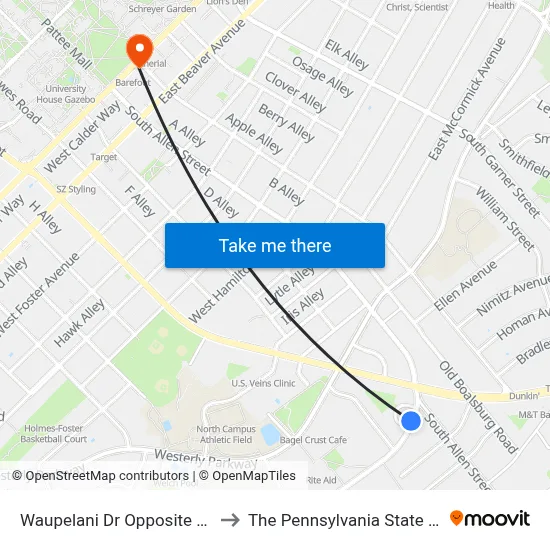 Waupelani Dr Opposite Jaru Copy to The Pennsylvania State University map